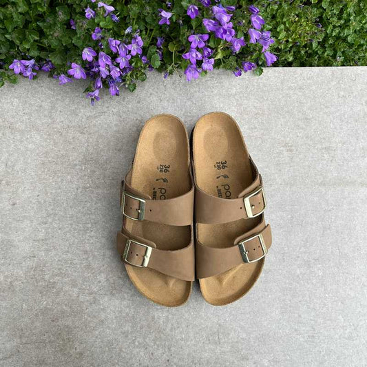 BIRKENSTOCK Arizona Dark Tea Platform Nubuck - Papillio by Birkenstock two strap