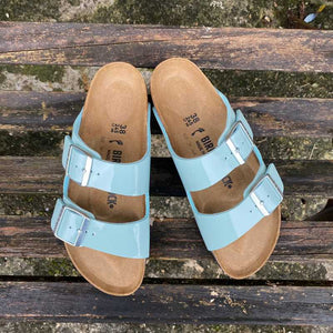 BIRKENSTOCK Arizona Surf Green Patent Birko-flor sandals