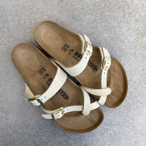 BIRKENSTOCK Mayari Ecru Nubuck Leather cross over straps