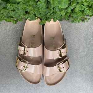 BIRKENSTOCK Arizona Big Buckle New Beige Natural Leather Patent nude