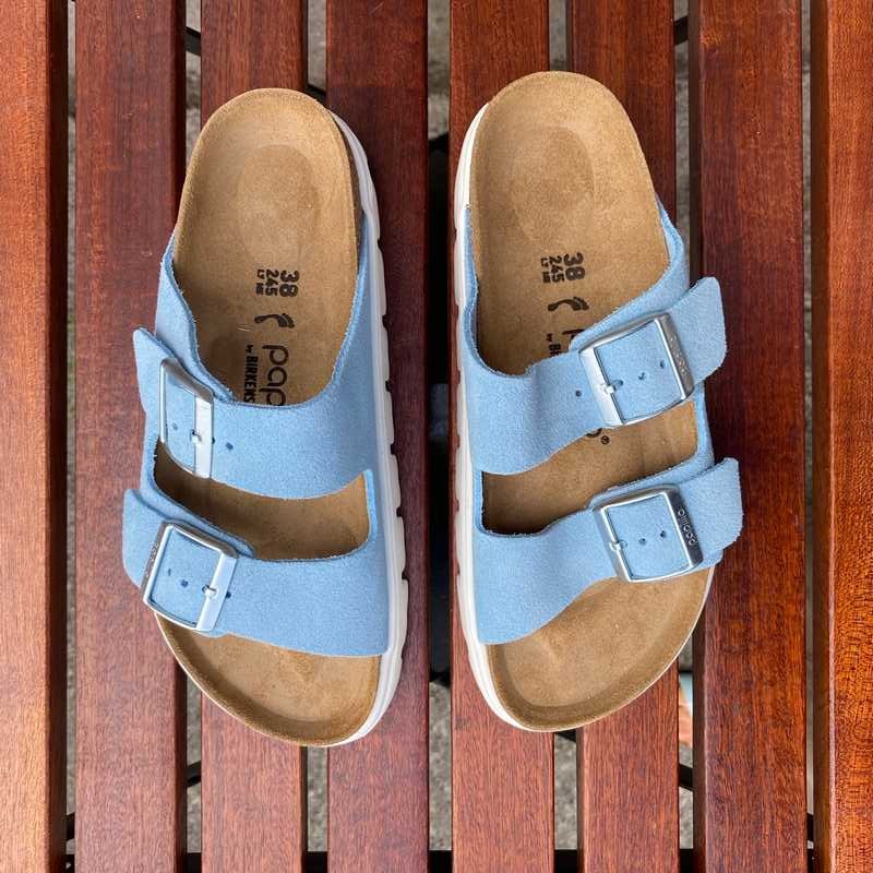 In Stock, Bantry Blue Platform Arizona Chunky Suede Post in