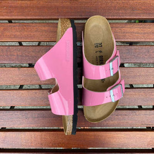 BIRKENSTOCK Arizona. Patent Candy Pink Birko-flor ireland