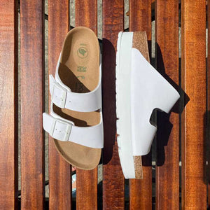 BIRKENSTOCK Arizona White Platform Vegan Birko-Flor - Papillio by Birkenstock ireland wedge