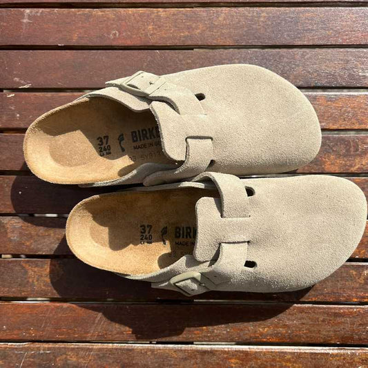 BIRKENSTOCK Boston Faded Khaki Suede Leather