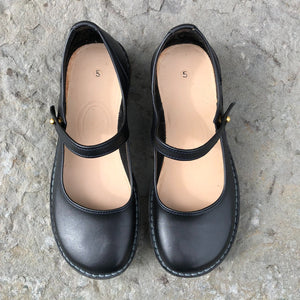 Handmade Mary Jane Style Leather Shoes - Black - Craft Shop Bantry