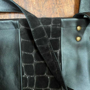 Tote Shopping Bag in Black Leather 102