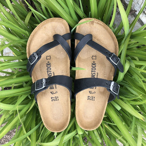 BIRKENSTOCK Mayari Black Oiled Leather Top view