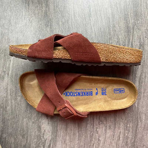 BIRKENSTOCK Siena Chocolate Suede Leather Soft Footbed Side and top view