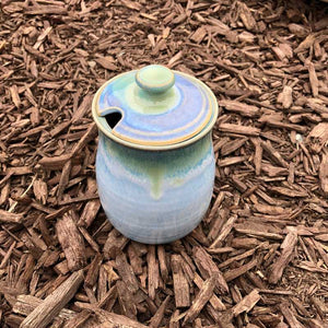 Blue and Jade Lidded Pot by Rosemarie Durr - Craft Shop Bantry