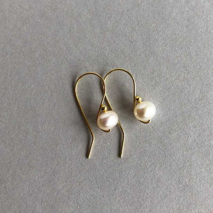 Pearl and Gold Wire Drop Earrings - Craft Shop Bantry