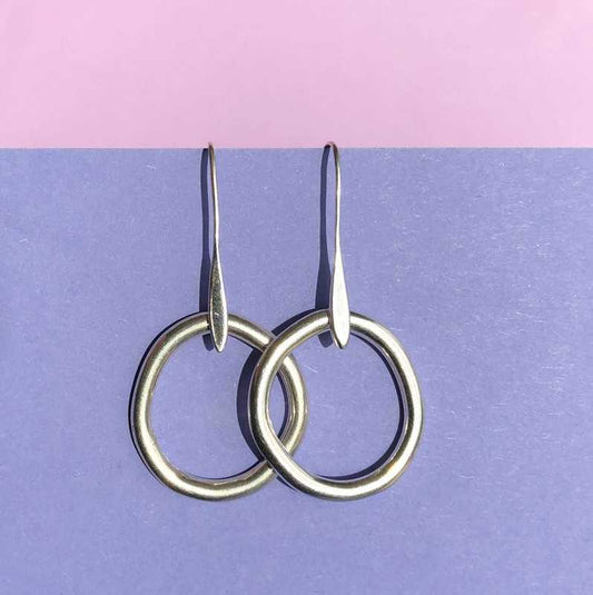 Irregular Circle Earrings, with or without Pearl - Craft Shop Bantry