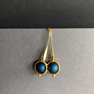 Gold and Cobalt Blue Ball Earrings - Craft Shop Bantry