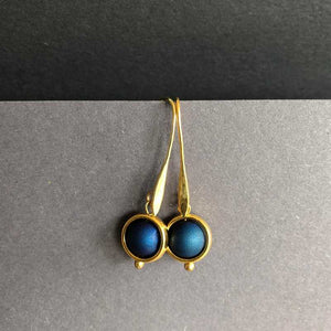 Gold and Cobalt Blue Ball Earrings - Craft Shop Bantry