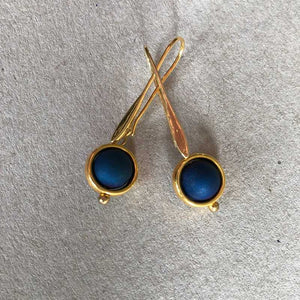 Gold and Cobalt Blue Ball Earrings - Craft Shop Bantry