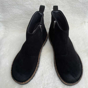 BIRKENSTOCK Melrose Black Suede Leather Split