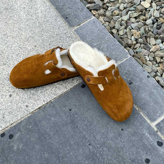 BIRKENSTOCK Boston Shearling Mink Suede Leather