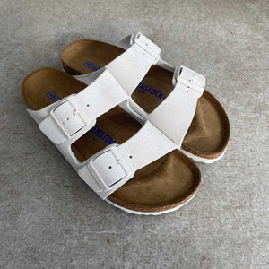BIRKENSTOCK Arizona Antique White Suede Leather Soft Footbed View