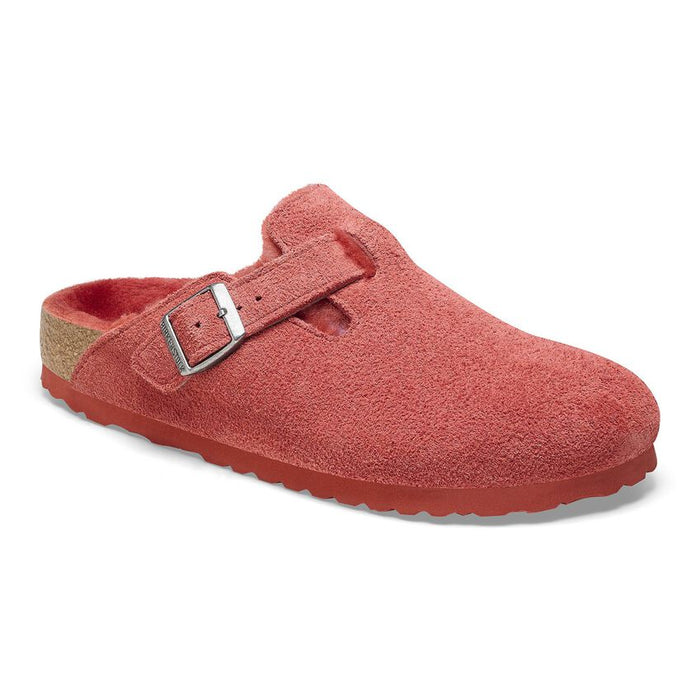 BIRKENSTOCK Boston Shearling Sienna Red Suede Leather