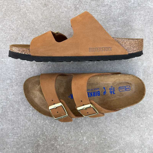 BIRKENSTOCK Arizona. Mink Nubuck Leather Soft Footbed