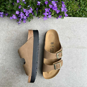 BIRKENSTOCK Arizona Dark Tea Platform Nubuck - Papillio by Birkenstock ireland