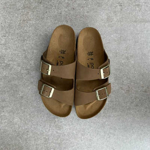 BIRKENSTOCK Arizona Dark Tea Platform Nubuck - Papillio by Birkenstock metal buckle