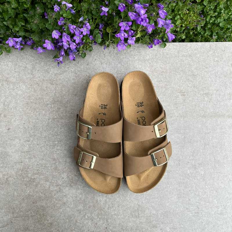 BIRKENSTOCK Arizona Dark Tea Platform Nubuck - Papillio by Birkenstock two strap
