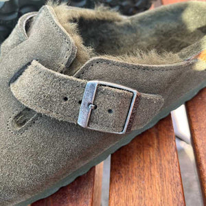 BIRKENSTOCK Boston Shearling Thyme Suede Leather Ireland slippers