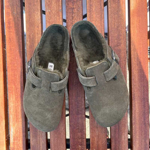 BIRKENSTOCK Boston Shearling Thyme Suede Leather ireland fluffy slippers