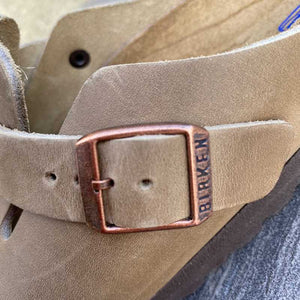 BIRKENSTOCK Boston Tobacco Brown Oiled Leather Original Footbed metal Buckle