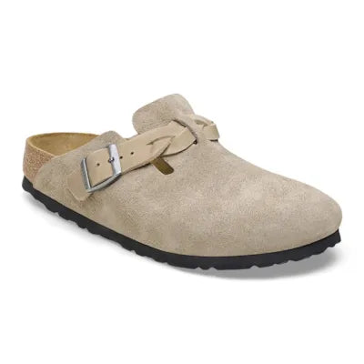 BIRKENSTOCK Boston Taupe Braided Suede Leather