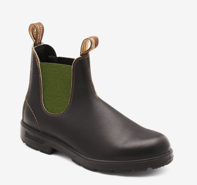 Blundstone boots with Olive side panel