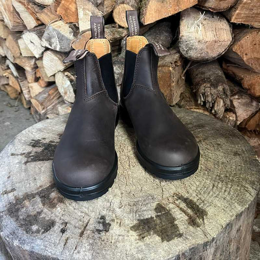 Pair of luxury brown leather boots Chelsea style 
