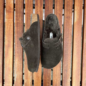 BIRKENSTOCK Boston Shearling Mocca Suede Leather