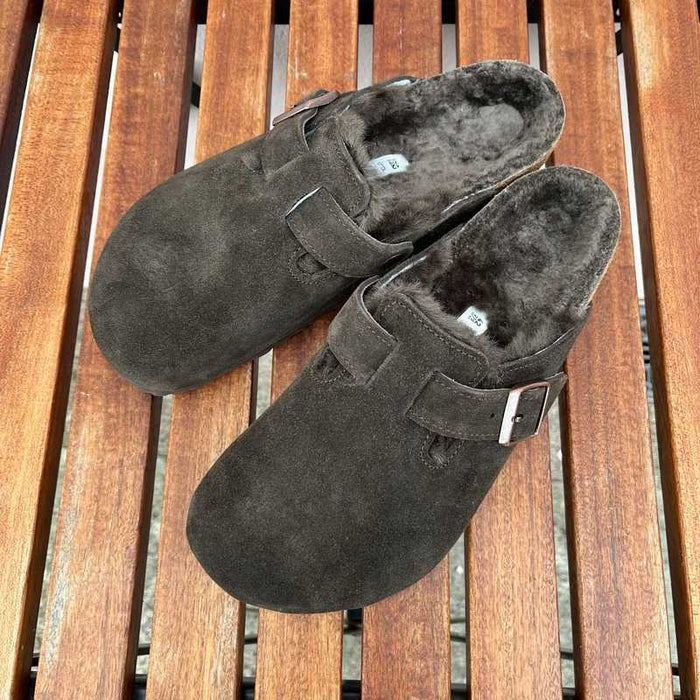 BIRKENSTOCK Boston Shearling Mocca Suede Leather