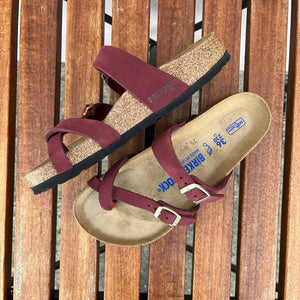 BIRKENSTOCK Mayari Zinfandel Nubuck Leather Soft Footbed Wine