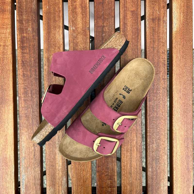 BIRKENSTOCK Arizona Big Buckle Berry Crush Nubuck Leather, Bantry