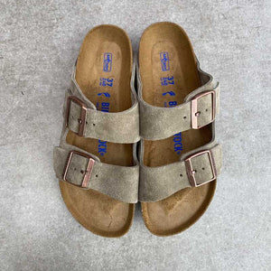BIRKENSTOCK Arizona Taupe Suede Leather Soft Footbed Top