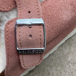 BIRKENSTOCK Boston Shearling Pink Clay Suede Leather silver buckle