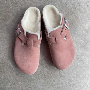 BIRKENSTOCK Boston Shearling Pink Clay Suede Leather clogs