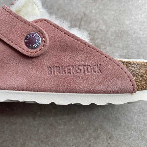 BIRKENSTOCK Boston Shearling Pink Clay Suede Leather white sole