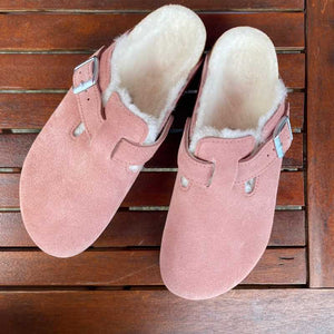 BIRKENSTOCK Boston Shearling Pink Clay Suede Leather 