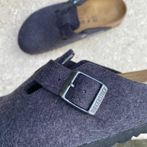 BIRKENSTOCK Boston Anthracite Wool Felt slippers