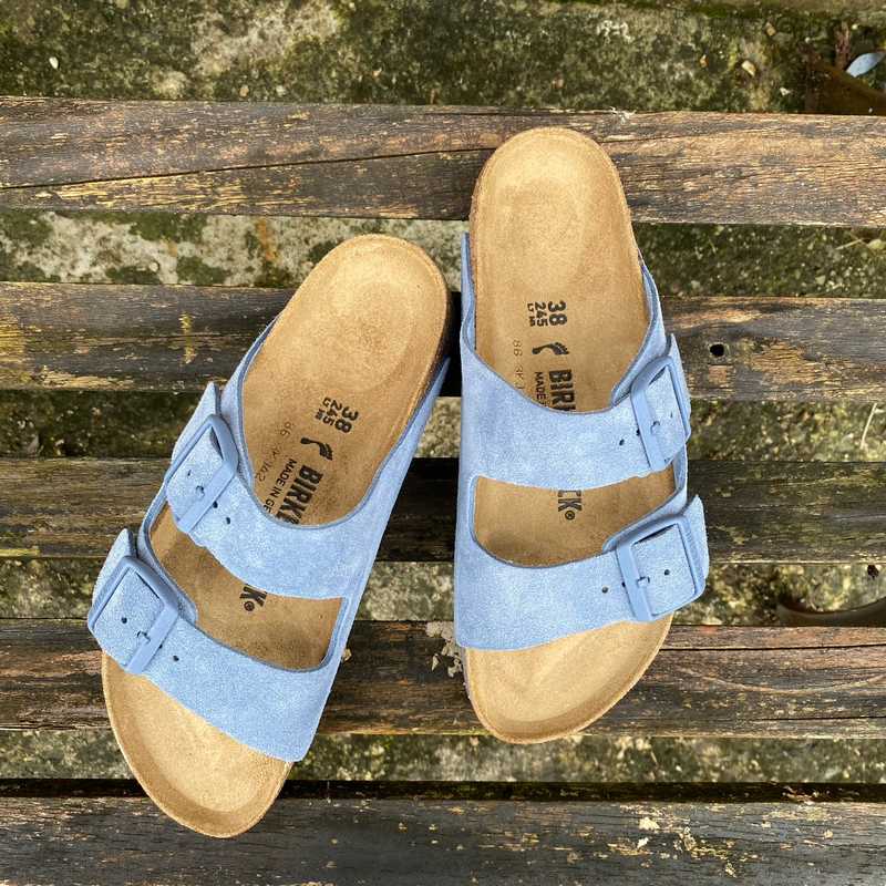In Stock in Bantry Arizona Sky Blue Suede Leather Soft Footbed