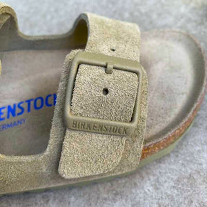 BIRKENSTOCK Arizona Faded Khaki Suede Leather Soft Footbed thick straps 