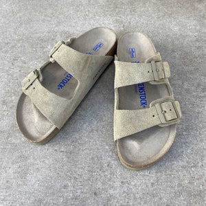 BIRKENSTOCK Arizona Faded Khaki Suede Leather Soft Footbed support