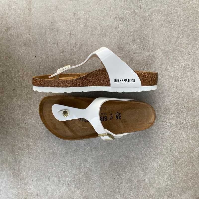 BIRKENSTOCK Gizeh White Patent Birko-flor shinny