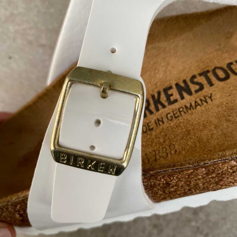 BIRKENSTOCK Gizeh White Patent Birko-flor thong sandal 