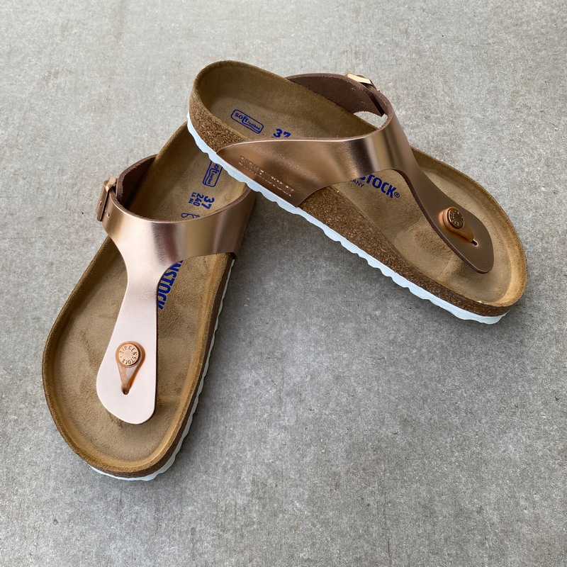 BIRKENSTOCK Gizeh Metallic Copper sandalsr Birko-flor 