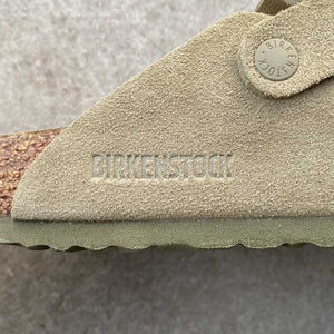 BIRKENSTOCK Boston Faded Khaki Suede Leather Soft Footbed support