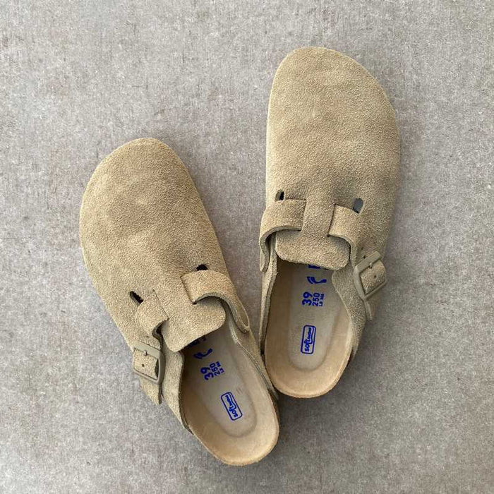 BIRKENSTOCK Boston Faded Khaki Suede Leather